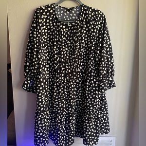 Who What Wear Black and White Polka Dot Dress